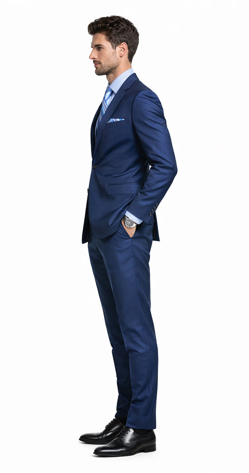 Bertolini Wool & Silk 2Pc French Blue Suit