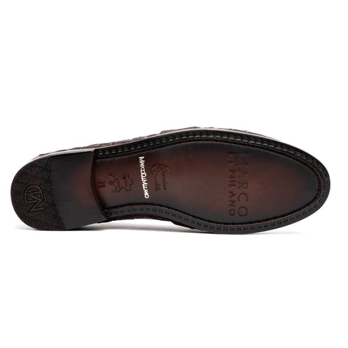 Marco Di Milano Bianchi Brown Caiman Crocodile Tassel Loafers