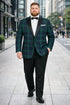 Big and Tall Holiday Jackets - Christmas Tartan Plaid Sport Jacket For Big Man in Color Green and Blue Tartan Scottish Pattern