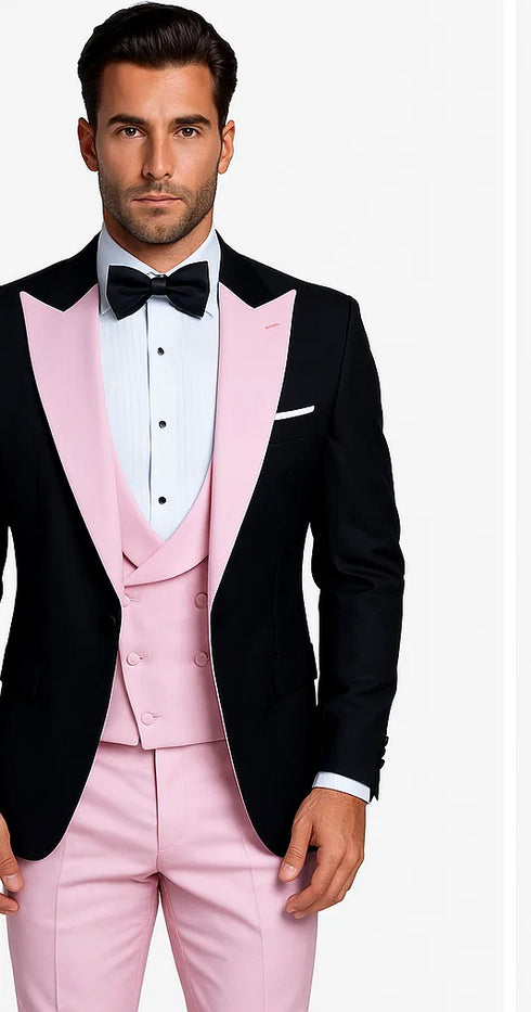 Black And Pink suit - Tuxedo