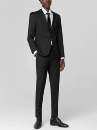 Mens Modern Classic Black Birdseye Two Button Suit