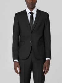 Mens Modern Classic Black Birdseye Two Button Suit