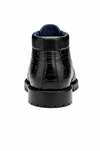 Belvedere Gallardo Men's Shoes Black Exotic Caiman Crocodile Derby Split-toe Boots