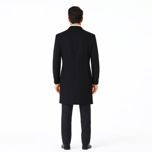 Black Cashmere Blend Pronto Moda 3 Button 'Ram' - Cashmere Topcoat - Mens Cashmere Overcoat - Cashmere Coat