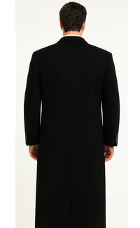 Black Cashmere Chesterfield Overcoat – 1920s Full Length Topcoat