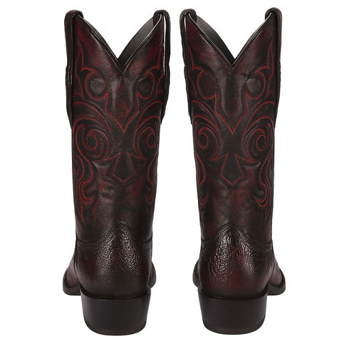 Black Cherry Ostrich Leg Cowboy Boots