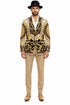 Men’s Black and Gold Baroque Blazer with Matching Pants, Hat, and Shoes – Luxury Party and Wedding Outfit Set
