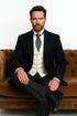 Cutaway Tuxedo - Black Peak Lapel Long Suit Perfect For Wedding or Musicians