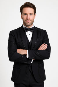 Black Italian Wool 3-Piece Modern Fit Tuxedo