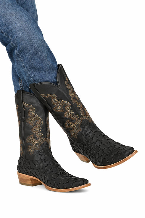 Black Pirarucu Fish Cowboy Boots