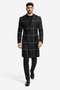 Black Plaid Overcoat - Wool Topcoat With WindowPane Pattern Double Breasted Style