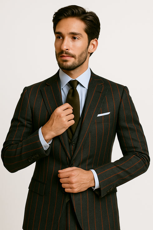 Mens 2 button Gangster Pinstripe Suit