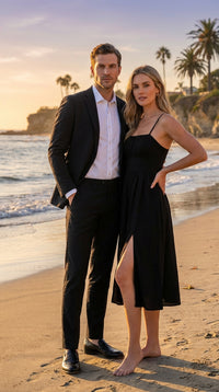 Mens Black Seersucker Suit – Shadow Ton on Ton Mini Textured Two Button Cotton Fabric Formal Summer Suit