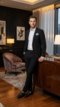 Mens Black Seersucker Suit – Shadow Ton on Ton Mini Textured Two Button Cotton Fabric Formal Summer Suit