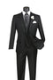 Black Trimmed Lapel Slim Fit 3 Piece Suit