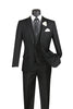 Black Trimmed Lapel Slim Fit 3 Piece Suit