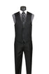 Black Trimmed Lapel Slim Fit 3 Piece Suit