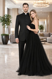 Black Tuxedo - Mens Wedding Suit - Collar Suit in Black Prom Suit