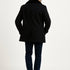 Mens Black Peacoat Wool Overcoat with Faux Fur Shawl Collar – Double-Breasted Winter Peacoat