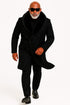 Mens Black Double-Breasted Overcoat with Oversized Faux Fur Collar – Winter Luxury Coat