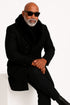 Mens Black Double-Breasted Overcoat with Oversized Faux Fur Collar – Winter Luxury Coat