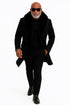 Mens Black Double-Breasted Overcoat with Oversized Faux Fur Collar – Winter Luxury Coat