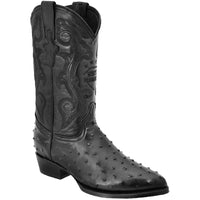 Mens White Diamond Boot Black Ostrich Print Western Boot J-Toe