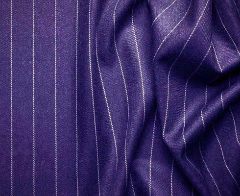 Rockefeller Collection - Double Breasted Stripe Suit Purple Regular Fit 2 Piece With Flexible Elastic Waistband