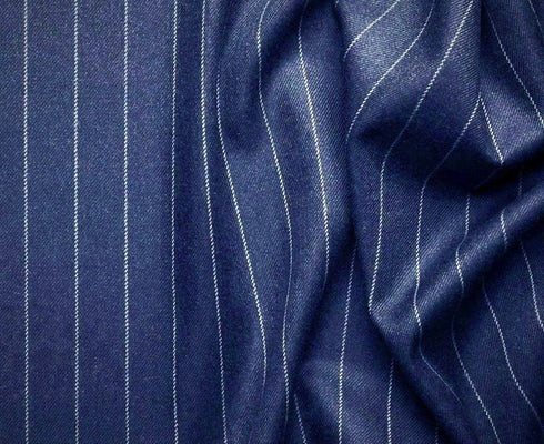 Rockefeller Collection - Double Breasted Stripe Suit Blue Regular Fit 2 Piece With Flexible Elastic Waistband