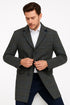 Men’s Blue and Grey Glen Plaid Wool Overcoat – Classic Long Winter Coat - Chesterfield Blue Collar