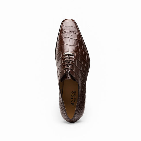 Marco Di Milano Bono Brown Alligator Wholecut Oxfords