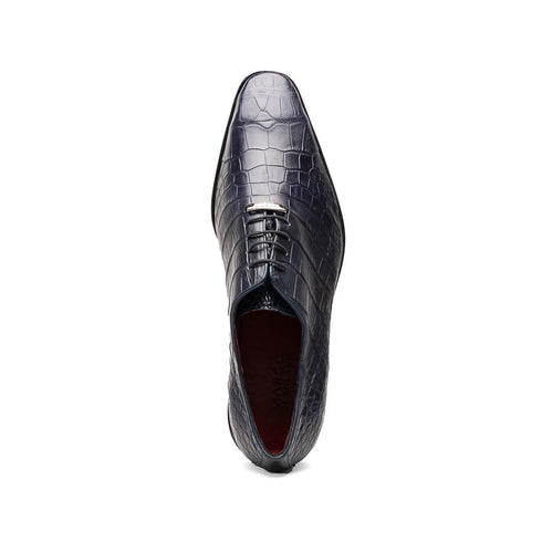 Marco Di Milano Bono Navy Alligator Wholecut Oxfords