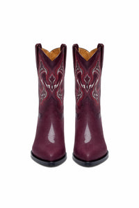 Los Altos Men's Single Stone Stingray Leather Burgundy J Toe Boots