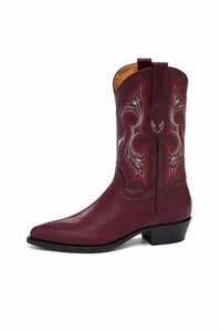 Los Altos Men's Single Stone Stingray Leather Burgundy J Toe Boots