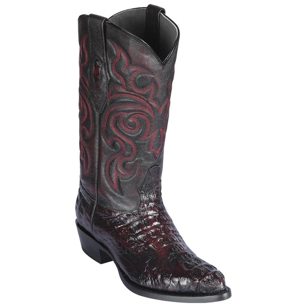 Botas de Caiman Lomo Original Punta Redonda Color Negro - Los Altos Booots