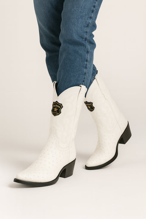 Botas de Avestruz Original Punta Redonda LAB-6503