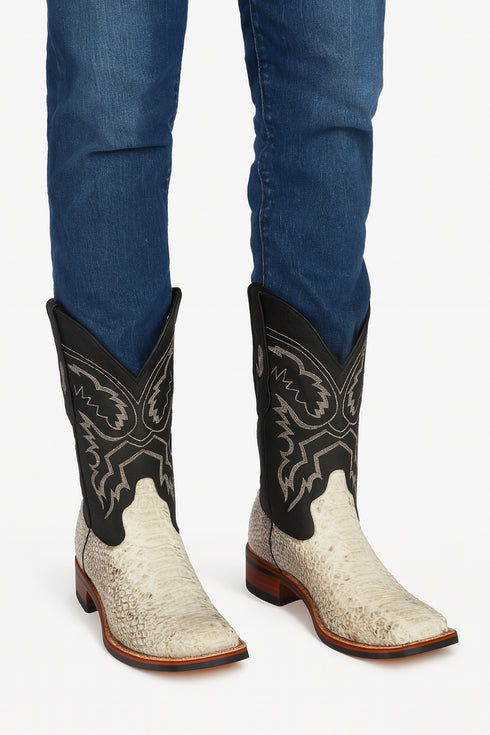 Botas de Piton Original Horma Ranchera Cuadrada Ancha Suela TPU