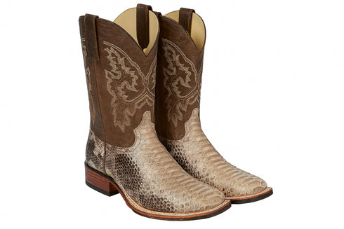 Botas de Piton Original Horma Ranchera Cuadrada Ancha Suela TPU