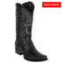 Men’s Black Caiman Crocodile and Deer Leather European Toe Boots, LAB-76F0105 Western Dress Boots
