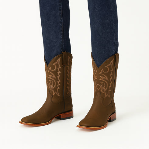 Botas de Cuero Gamuza Original Horma Cuadrada