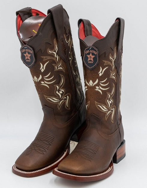 Botas de Cuero Rage Horma Rodeo Cuadrada para Dama Color Nuez LAB-322N9940