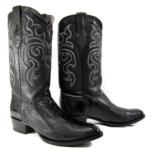 Botas de Pata de Avestruz Punta Oval Color Negro LAB-650505