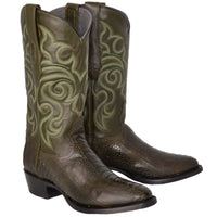 Botas de Pata de Avestruz Punta Oval Color Verde Olivo LAB-650545