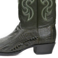Botas de Pata de Avestruz Punta Oval Color Verde Olivo LAB-650545