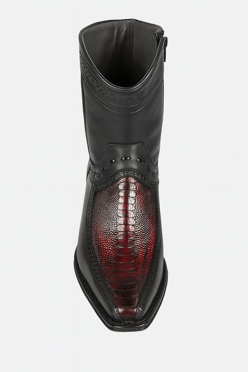 Botin Avestruz Pata con Venado Punta Europea LAB-76BF0518