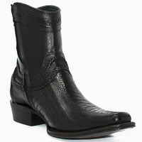 Botines de Pata de Avestruz Original Horma Europea Cuadrada Negro LAB-76B0505