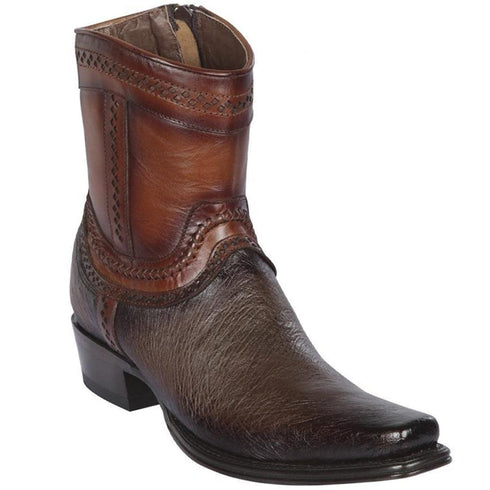 Botines de Avestruz Panza Original Punta Europea Cuadrada LAB-76B9716