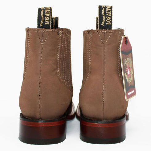 Botines Charros de Gamuza Punta Cuadrada Los Altos Boots Color Taupe LAB-82B6361