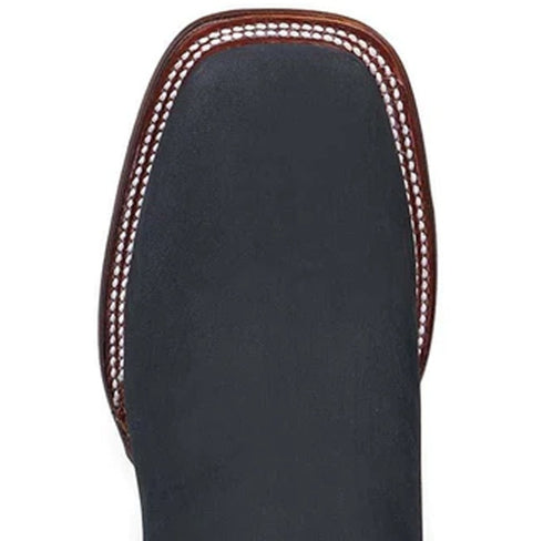 Botines Charros de Gamuza Punta Cuadrada para Mujer Color Negro LAB-32B6305