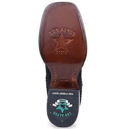 Botines Charros de Gamuza Punta Cuadrada para Mujer Color Negro LAB-32B6305